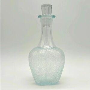 Vintage Paden City Glass Spring Orchard Decanter Frosted and Etched 4 Lobe c1930